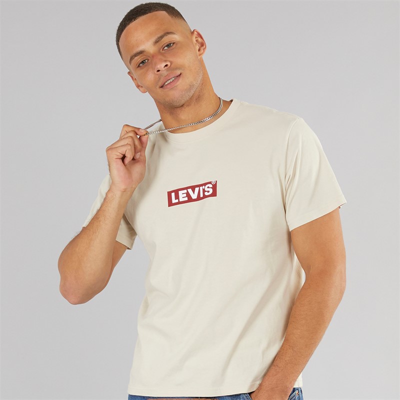 Levi's Mens Relaxed Fit T-Shirt Boxtab 5In Porridge