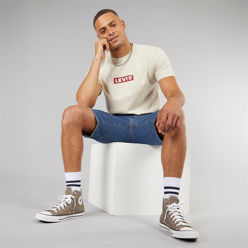 Levi's Mens Relaxed Fit T-Shirt Boxtab 5In Porridge
