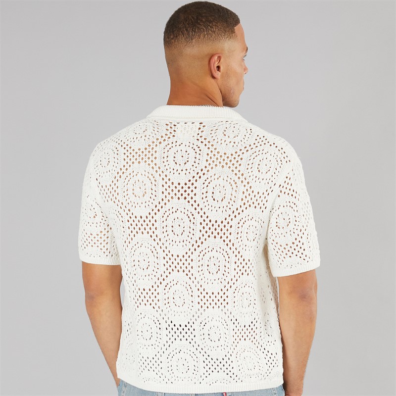 Levi's Mens Pointelle Crochet Shirt Egret