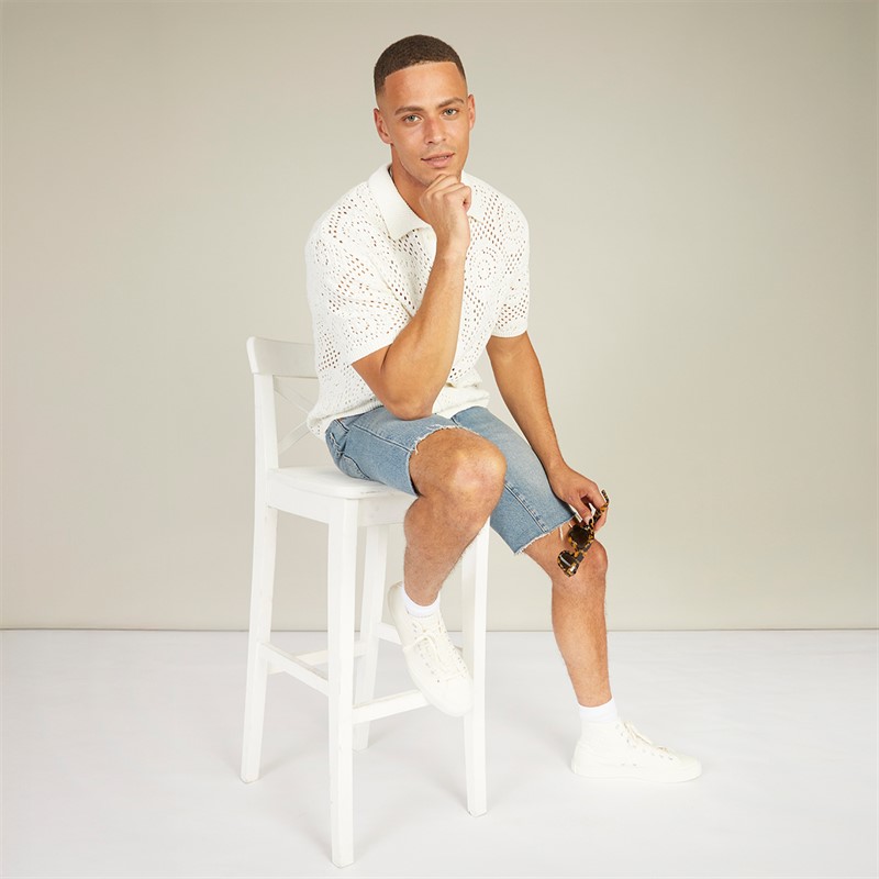 Levi's Mens Pointelle Crochet Shirt Egret