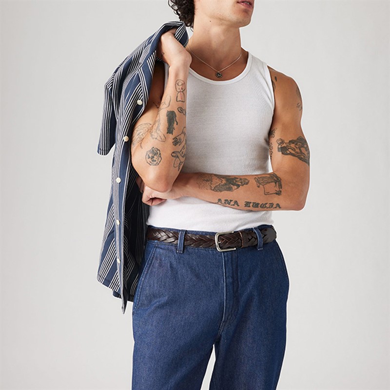 Levi's Mens Leather Braid Belt Batson Brown