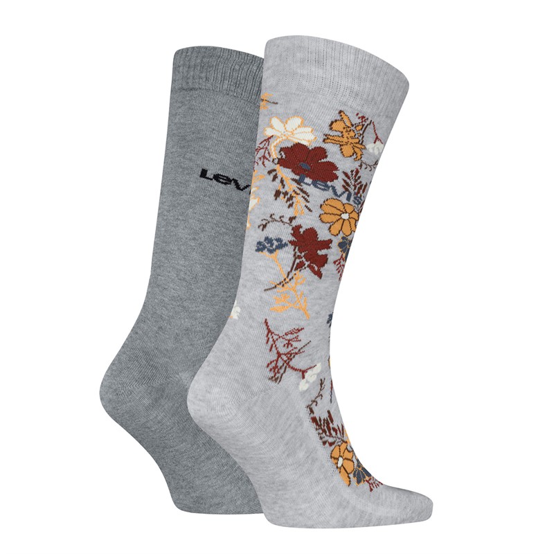 Levi's Mens Levis Flower Two Pack Socks Grey Combo
