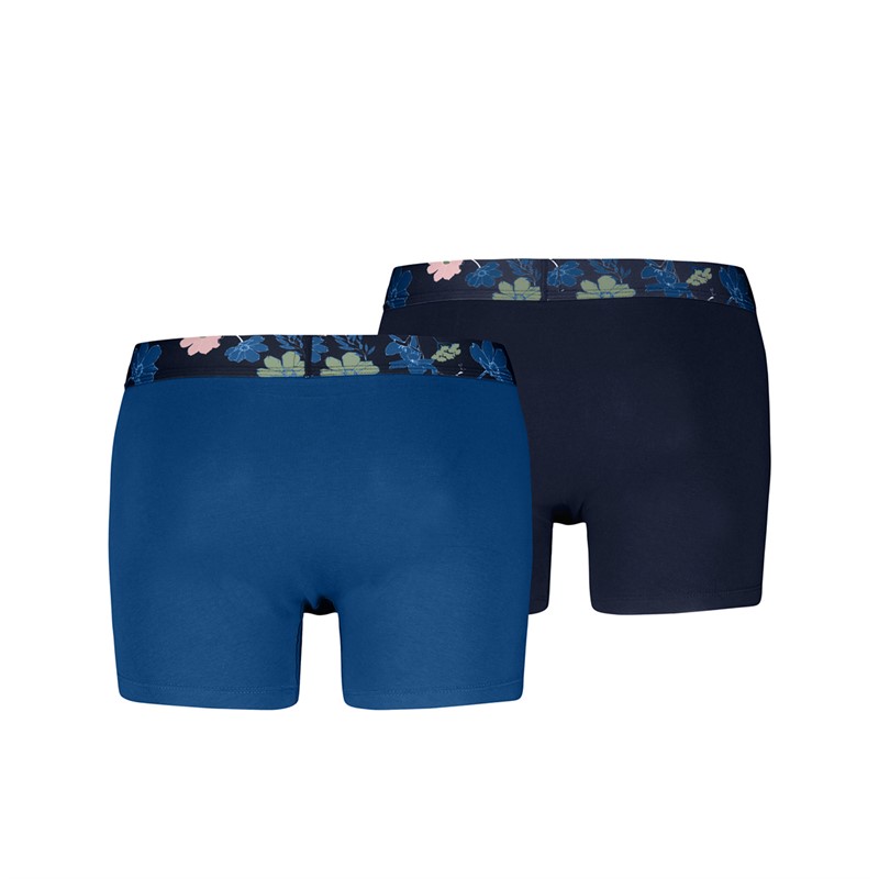 Levi's Mens Levis Flower Waistband Two Pack Boxer Briefs Blue Combo