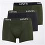 Levi's Mens Three Pack Repeat Waistband Logo Boxer Briefs Green Combo