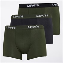 Levi's Mens Three Pack Repeat Waistband Logo Boxer Briefs Green Combo