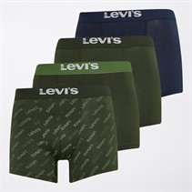 Levi's Mens Four Pack Logo AOP Organic CottonBoxers Dark Green Combo