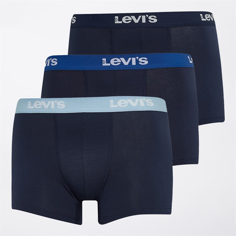 Levi's Mens Repeat Waistband Logo Boxer Briefs Three Pack Blue Combo
