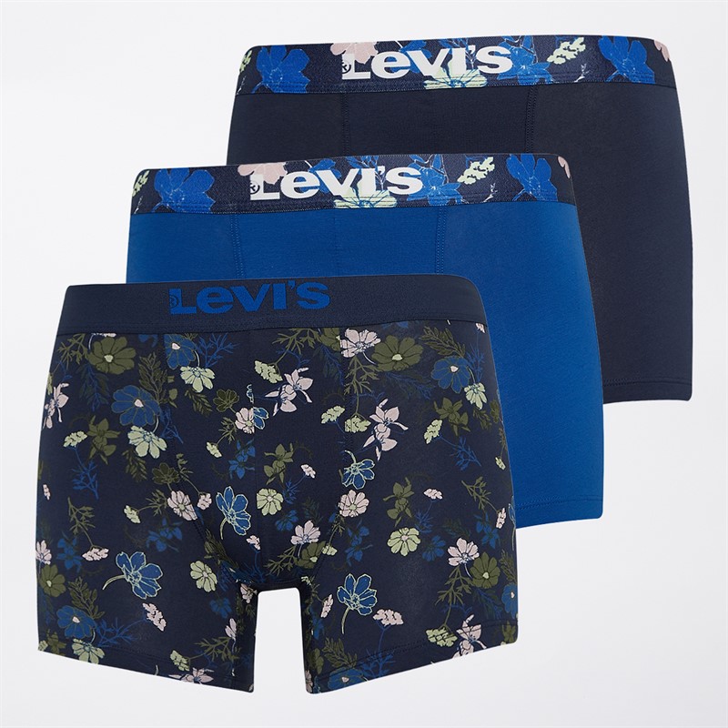 Levi's Mens Three Pack Flower Boxers Blue Combo