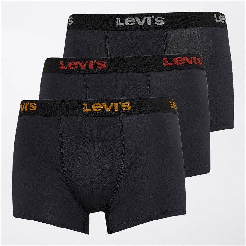 Levi's Mens Repeat Waistband Logo Boxer Briefs Three Pack Black Combo