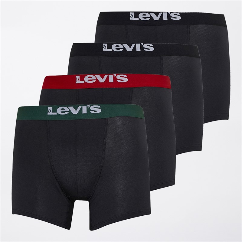 Levi's Mens Levis Solid Boxer Briefs Four Pack Black Combo
