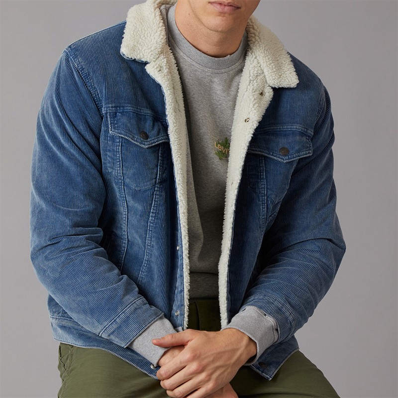 Levi's Mens Relaxed Fit Sherpa Trucker Jacket Blue Spring