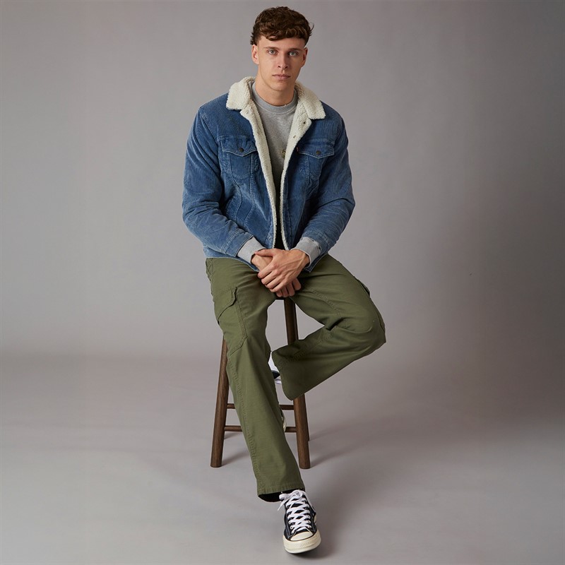 Levi's Mens Relaxed Fit Sherpa Trucker Jacket Blue Spring