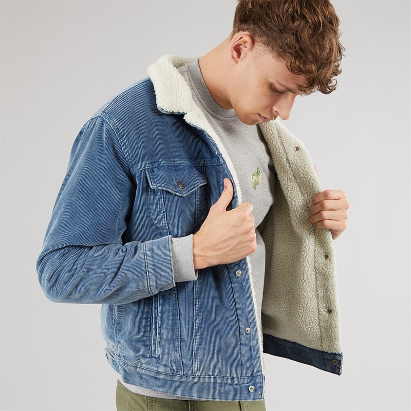 Levi's Mens Relaxed Fit Sherpa Trucker Jacket Blue Spring
