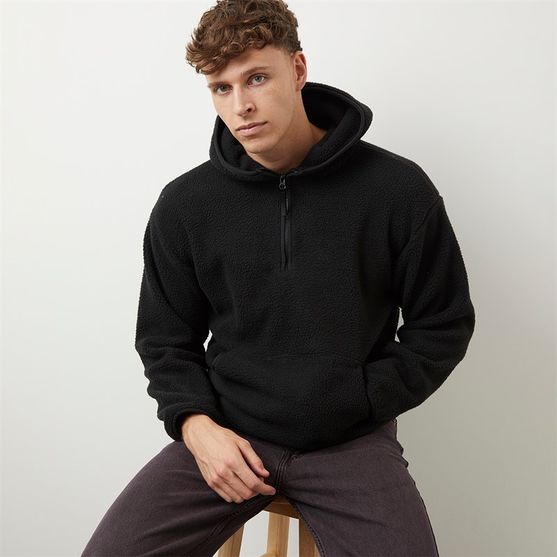 Levi's Mens Sherpa Fleece Hoodie Jet Black