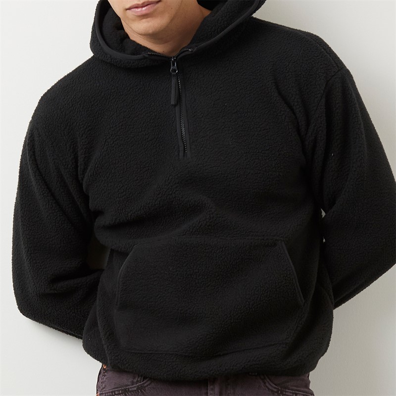 Levi's Mens Sherpa Fleece Hoodie Jet Black