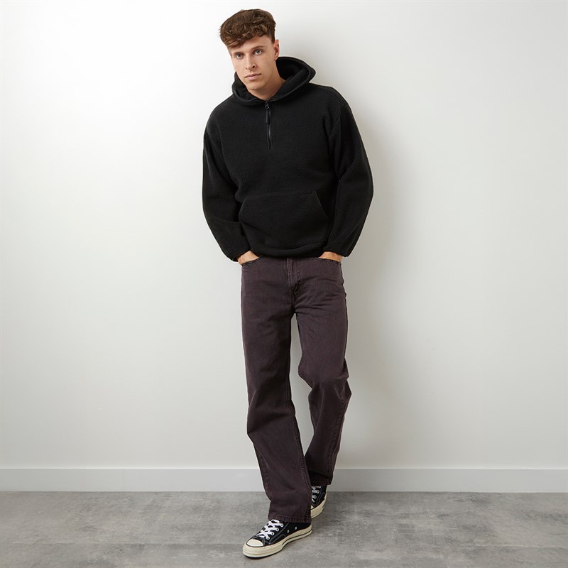 Levi's Mens Sherpa Fleece Hoodie Jet Black