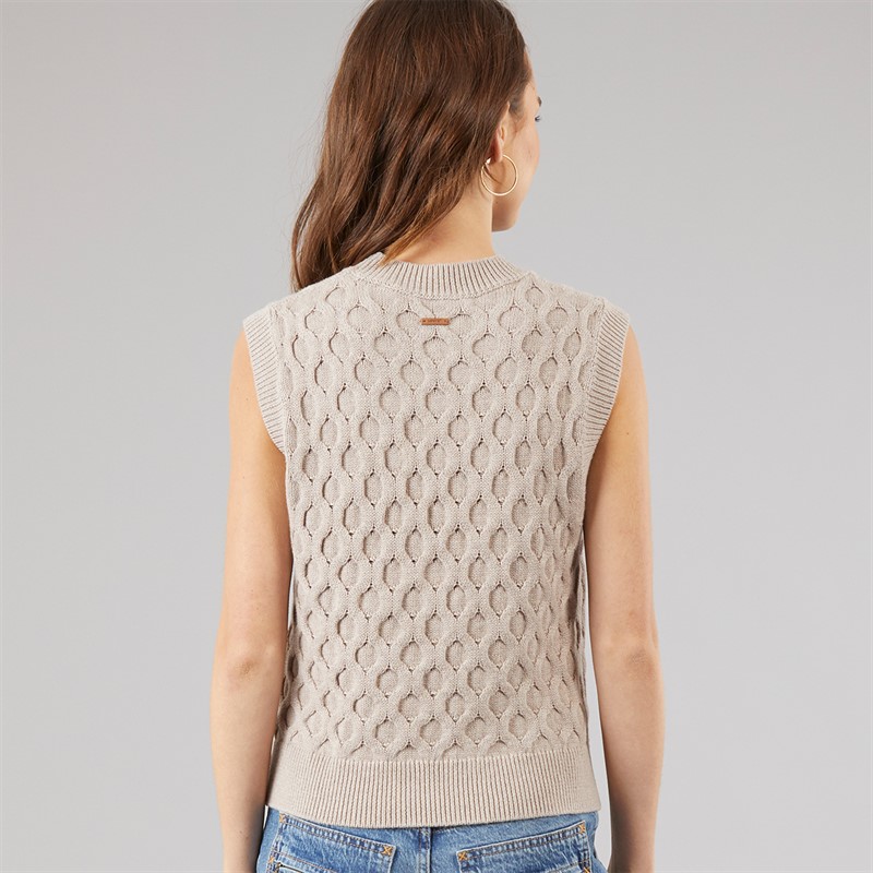 Levi's Womens Cable Knitted Vest Mid Oatmeal Heather