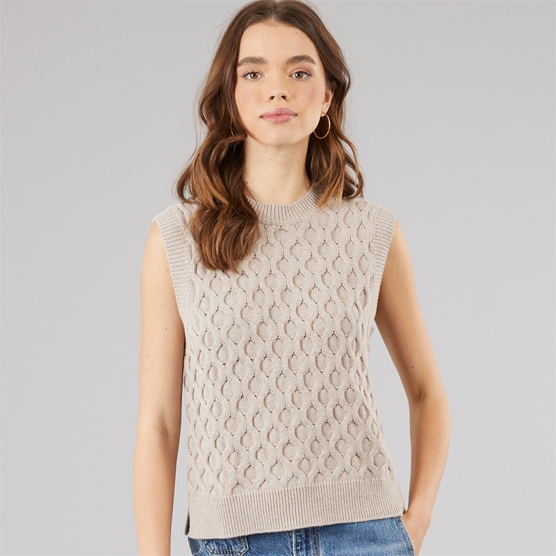 Levi's Womens Cable Knitted Vest Mid Oatmeal Heather