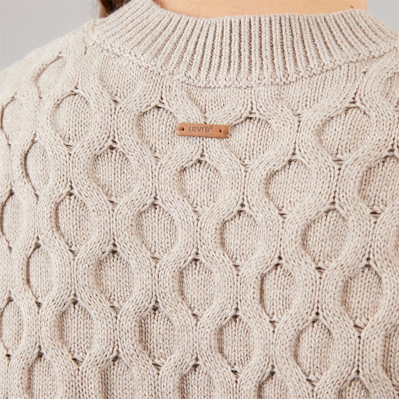 Levi's Womens Cable Knitted Vest Mid Oatmeal Heather