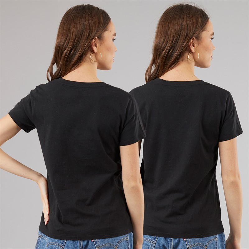Levi's Womens Two Pack V-Neck T-Shirts Mineral Black