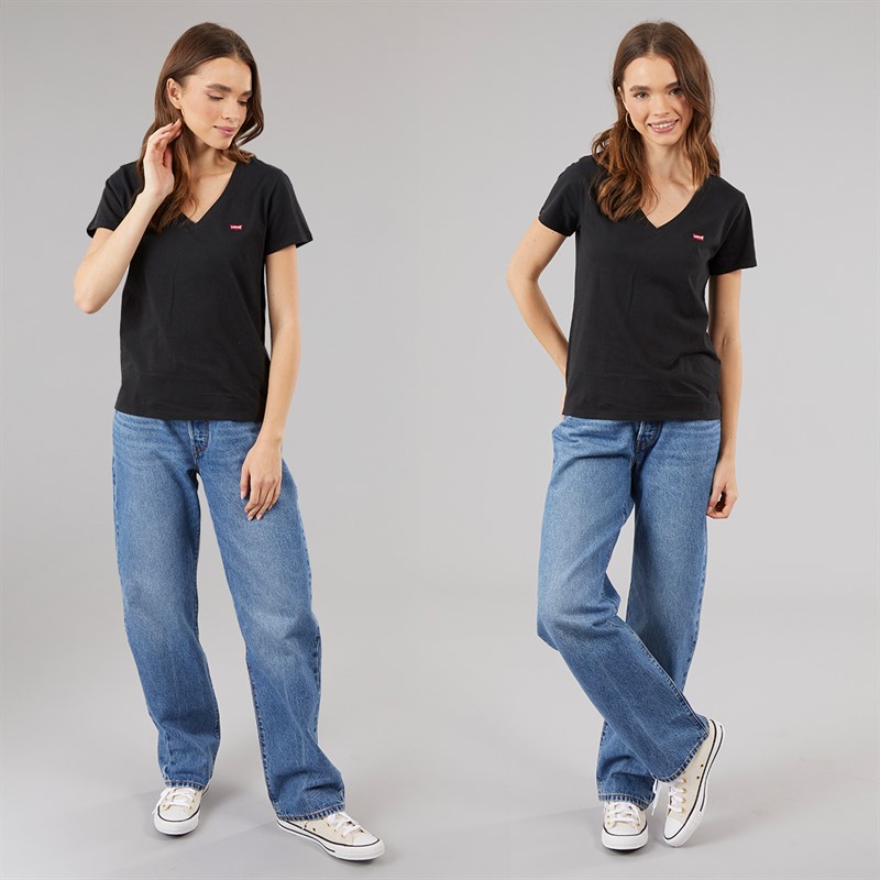 Levi's Womens Two Pack V-Neck T-Shirts Mineral Black