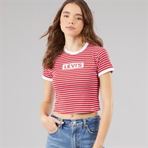Levi's Womens Graphic Mini Ringer T-Shirt Scarlet Stripe