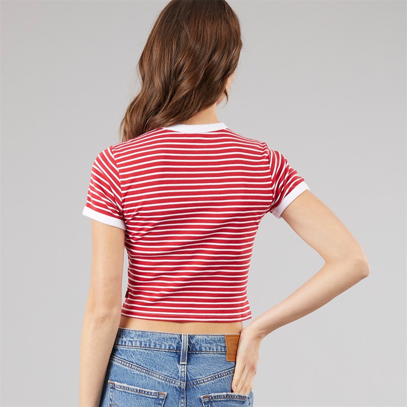 Levi's Womens Graphic Mini Ringer T-Shirt Scarlet Stripe