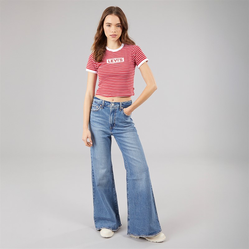 Levi's Womens Graphic Mini Ringer T-Shirt Scarlet Stripe