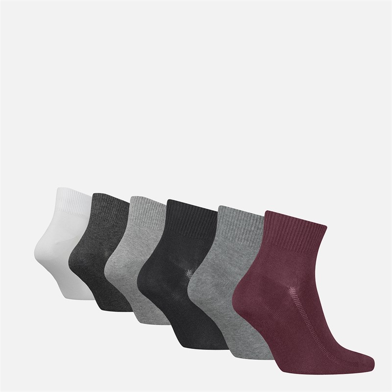 Levi's Mens Mid Cut Six Pack Socks Blue/Grey/Black Blue / Grey / Black