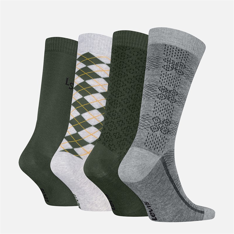 Levi's Mens Regular Cut Argyle Four Pack Socks Green/Grey Green / Grey