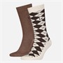 Levi's Mens Regular Cut Argyle Two Pack Socks Brown Combo