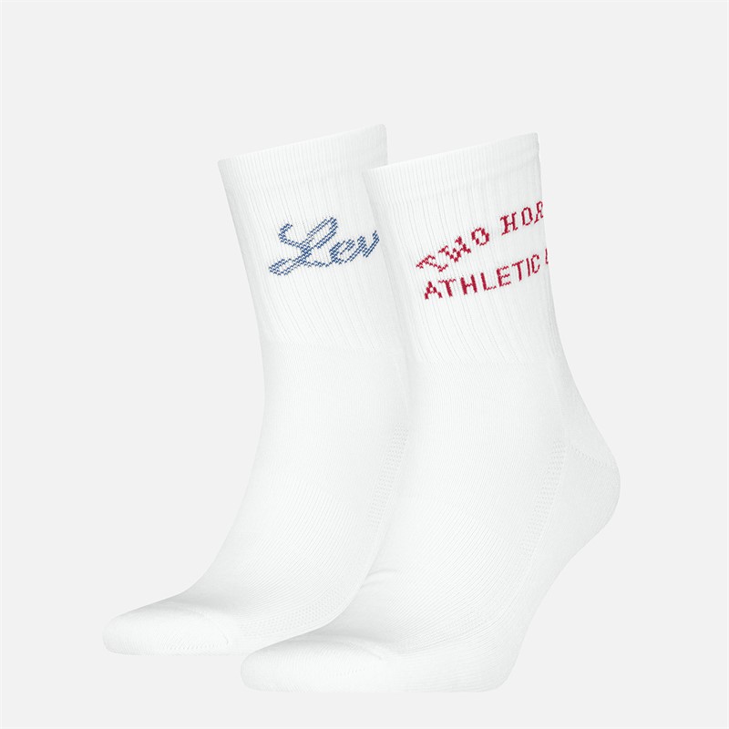 Levi's Mens Short Cut Saloon Logo Two Pack Socks White Combo