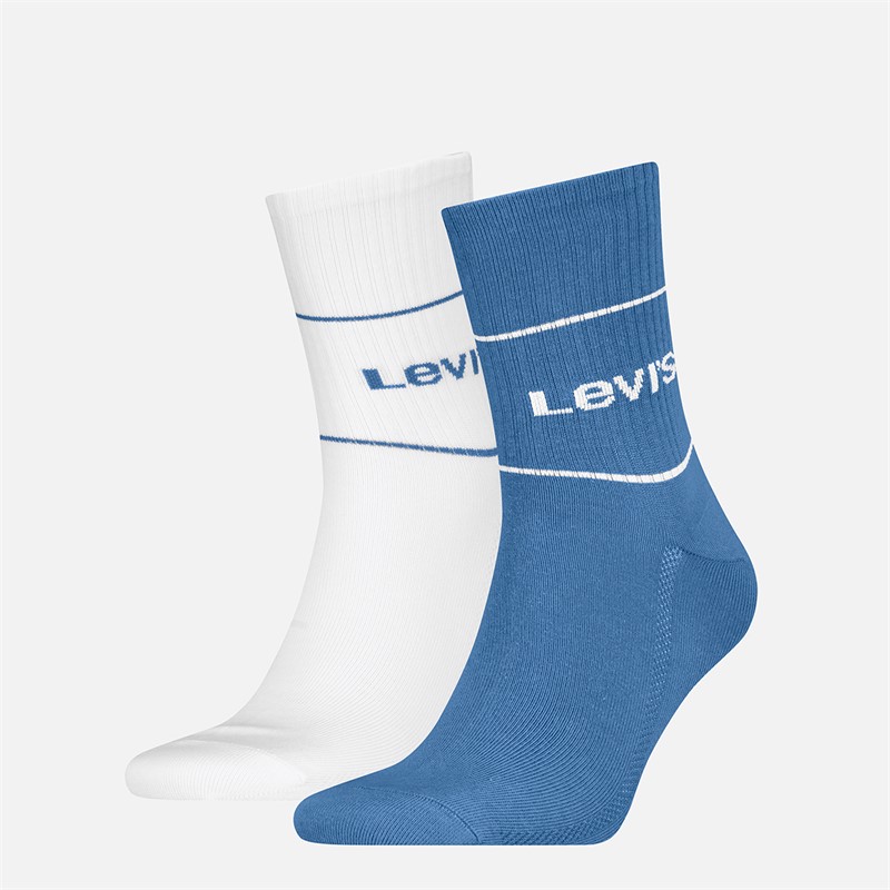 Levi's Mens Short Cut Logo Two Pack Socks Blue/White Blue / White
