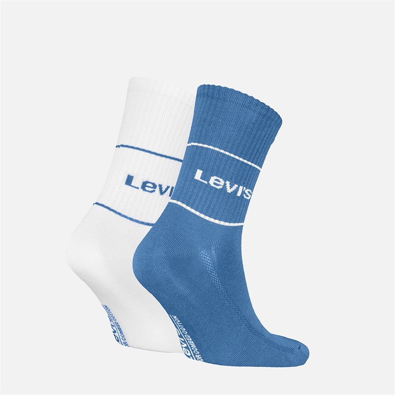 Levi's Mens Short Cut Logo Two Pack Socks Blue/White Blue / White