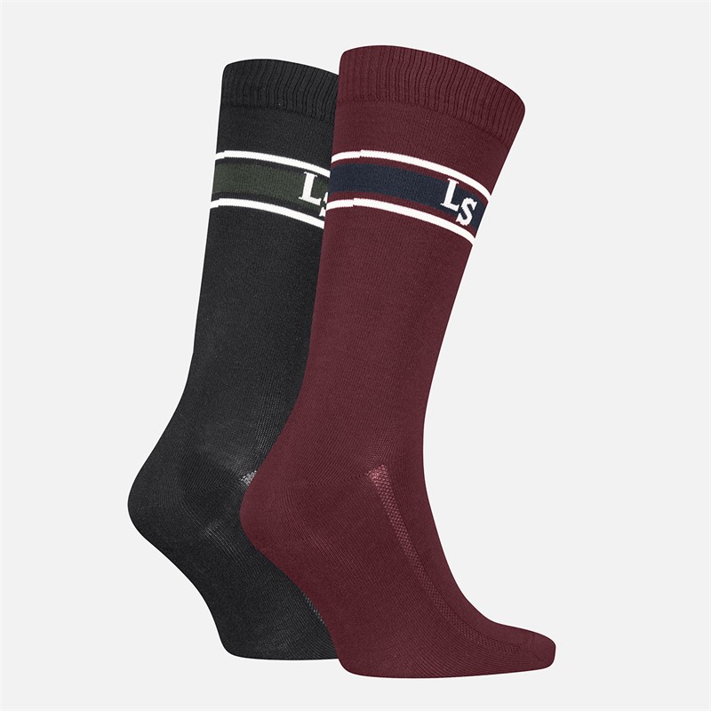 Levi's Mens Regular Cut Logo Two Pack Socks Red/Black Red / Black
