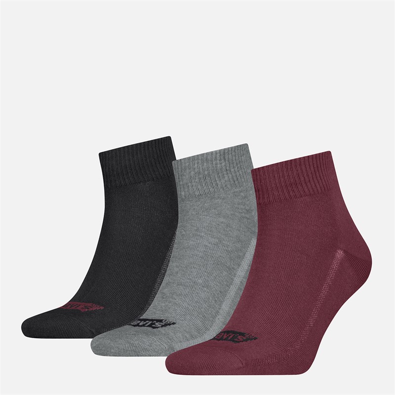 Levi's Mens Mid Cut Logo Socks Red/Grey/Black Red / Grey / Black