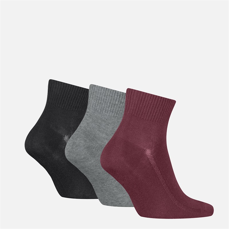 Levi's Mens Mid Cut Logo Socks Red/Grey/Black Red / Grey / Black