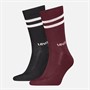 Levi's Mens Regular Cut Stripe Two Pack Socks Red/Black Red / Black