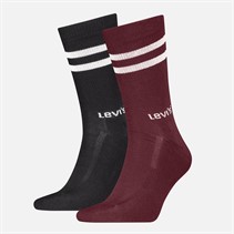 Levi's Mens Regular Cut Stripe Two Pack Socks Red/Black Red / Black