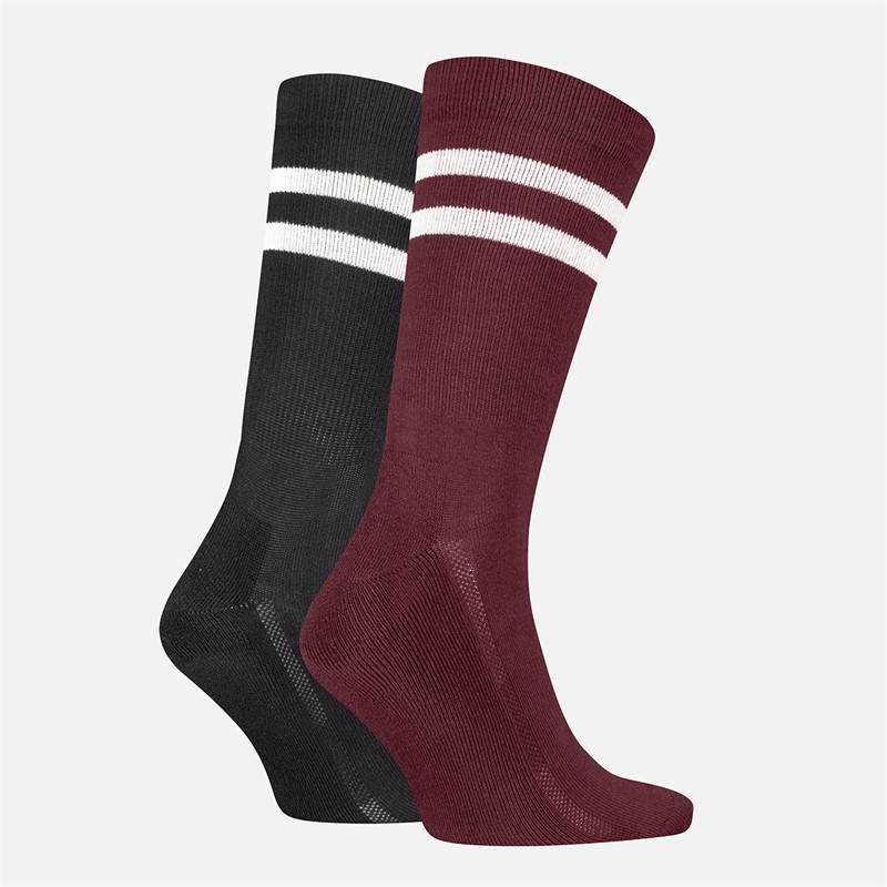 Levi's Mens Regular Cut Stripe Two Pack Socks Red/Black Red / Black