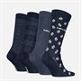 Levi's Mens Regular Cut Geo Four Pack Socks Navy Combo
