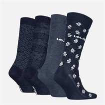 Levi's Mens Regular Cut Geo Four Pack Socks Navy Combo