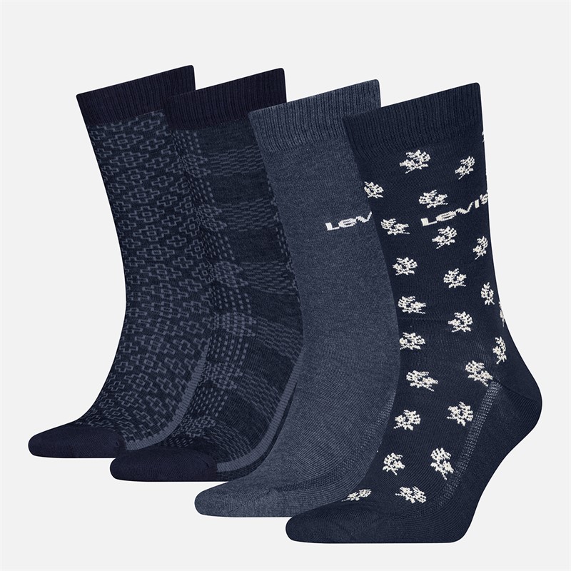 Levi's Mens Regular Cut Geo Four Pack Socks Navy Combo