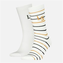 Levi's Mens Regular Cut Rugby Graphic Two Pack Socks White Combo