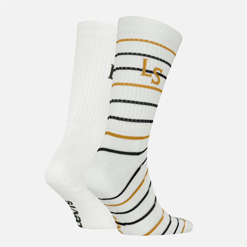 Levi's Mens Regular Cut Rugby Graphic Two Pack Socks White Combo