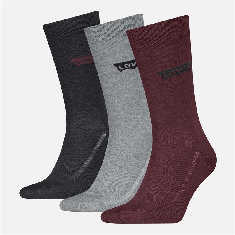 Levi's Mens Regular Cut Logo Socks Red/Grey/Black Red / Grey / Black