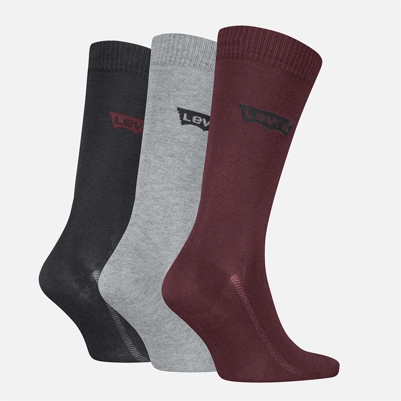 Levi's Mens Regular Cut Logo Socks Red/Grey/Black Red / Grey / Black