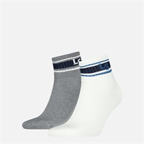 Levi's Mens High Mid Cut Logo Two Pack Socks White/Grey White / Grey