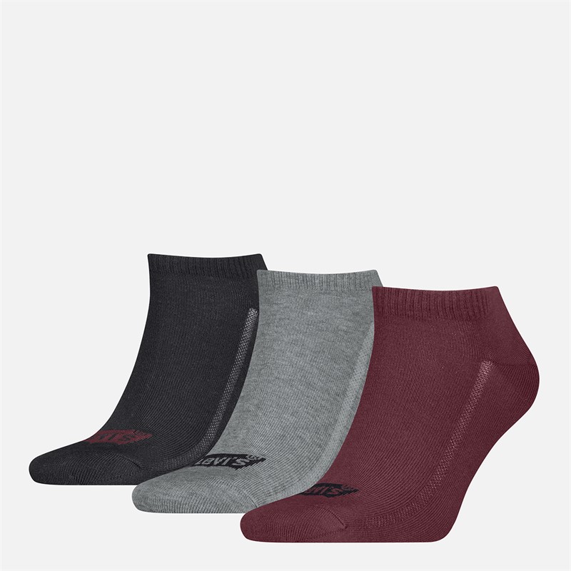 Levi's Mens Low Cut Logo Socks Red/Grey/Black Red / Grey / Black