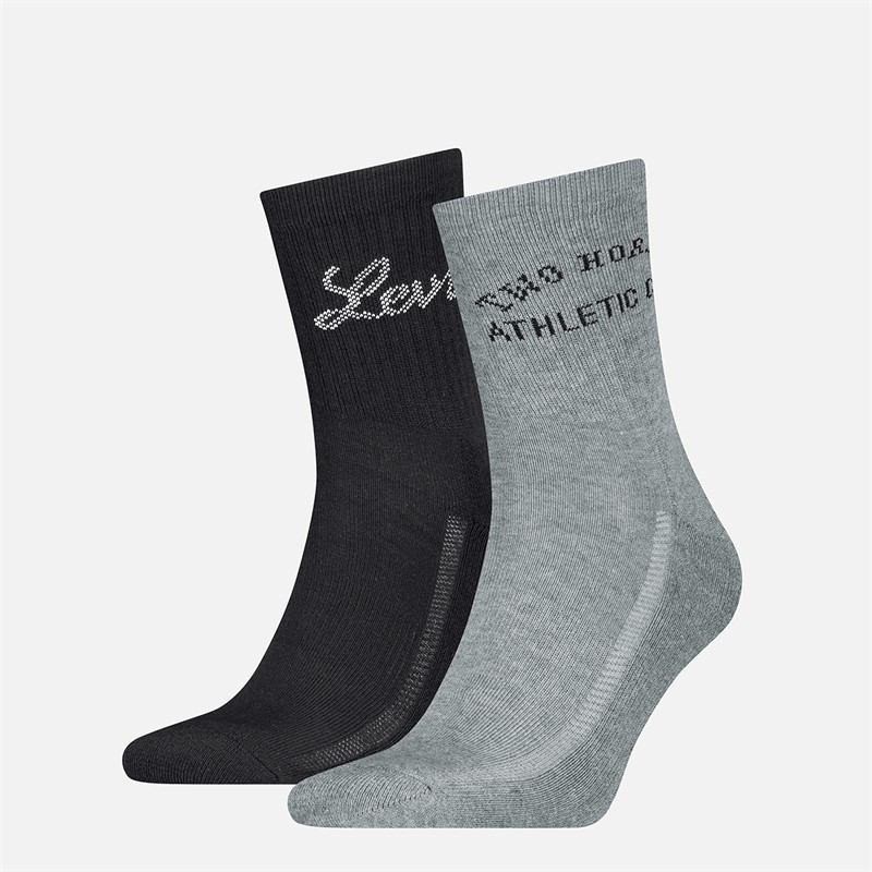 Levi's Mens Short Cut Saloon Logo Two Pack Socks Black/Grey Black / Grey
